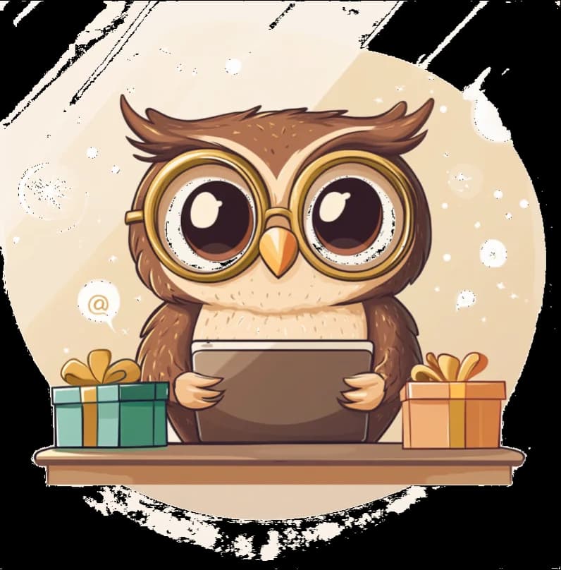 Geschenkeule Maskottchen mit Geschenken